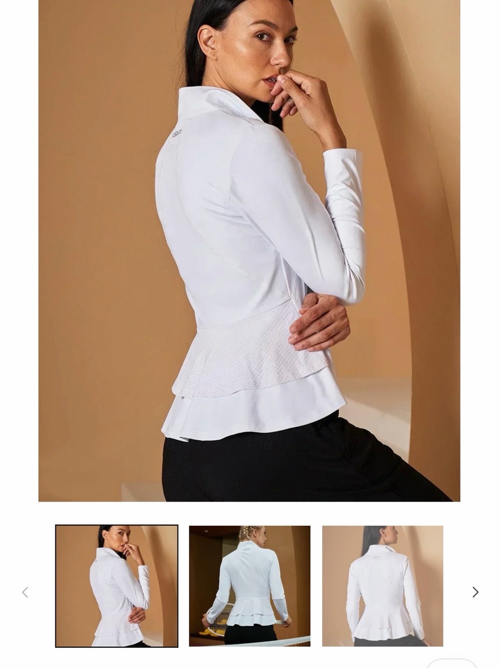 Acegolf Women's White Long-Sleeve Peplum Zip-Front Jacket